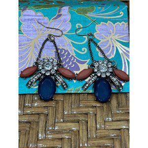 Vintage Dangle Multi Stone Bee Shaped  Earrings